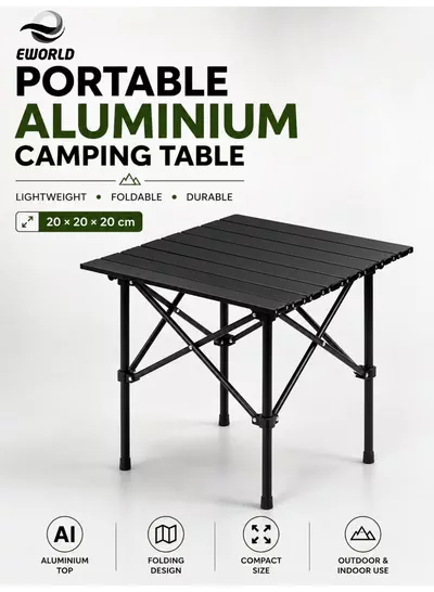 Eworld Portable Folding Camping Table with Waterproof Aluminum Alloy Top, Lightweight Compact Outdoor Table, 30kg Load Capacity, Reinforced X-Frame, Foldable Travel Picnic Table for Camping, Hiking, Fishing, BBQ, Beach & Outdoor Adventures (20 × 20 × 20 cm)-0