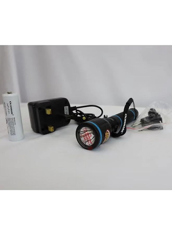 Olsenmark Waterproof Rechargeable LED Handheld Torch Black/Blue 1cm