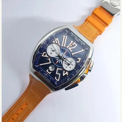 Franck Muller Vanguard Yachting - Chronograph Blue Dial with Orange Strap 45mm | Condition: New | Year of production 2026 | Original box | Original papers-8