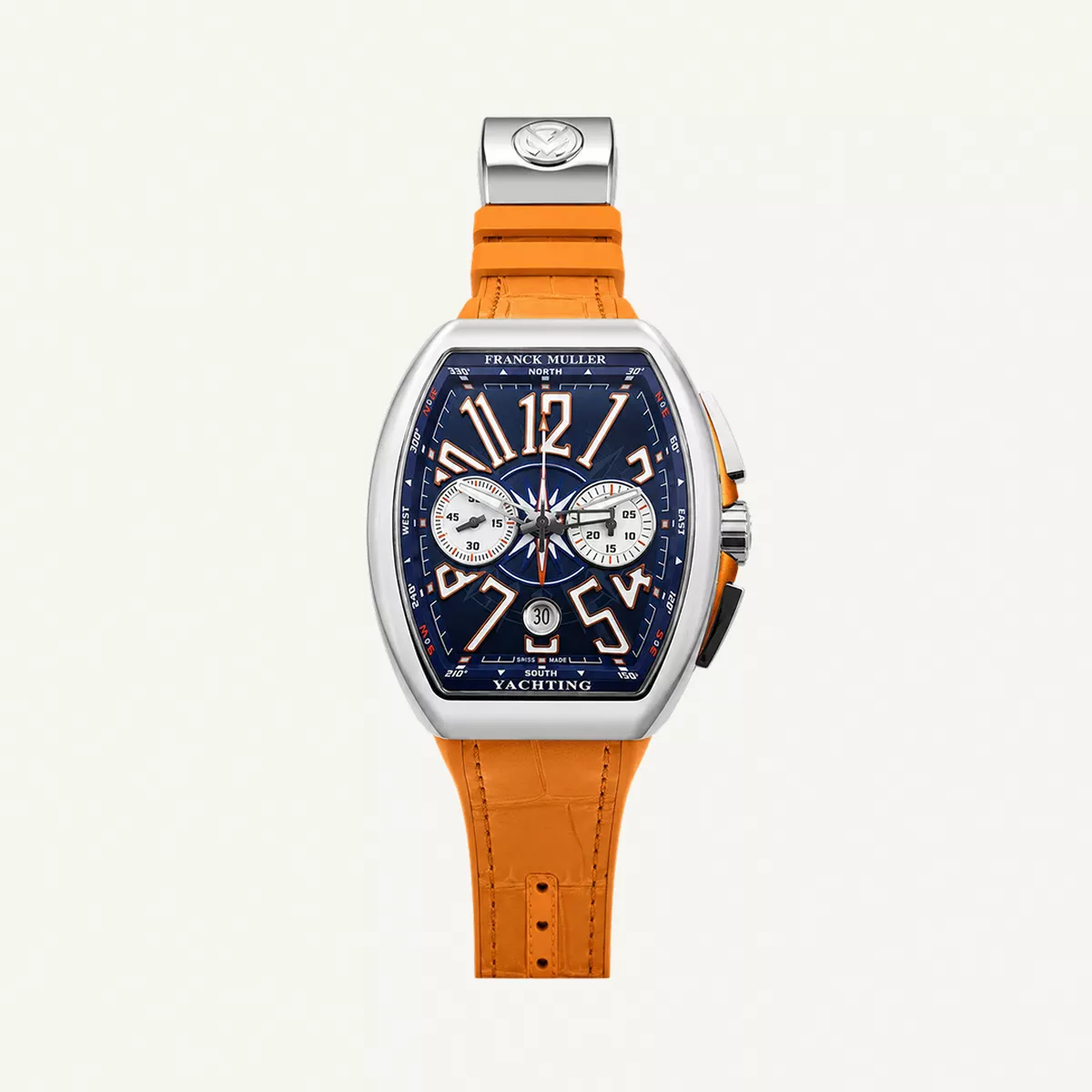 Franck Muller Vanguard Yachting - Chronograph Blue Dial with Orange Strap 45mm | Condition: New | Year of production 2026 | Original box | Original papers-0-0