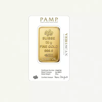 PAMP Swiss Made 24K(999.9) Pamp 50g Gold Bar-3
