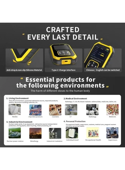 Eworld Portable Geiger Counter Radiation Detector – Handheld Rechargeable Dosimeter for Gamma-2