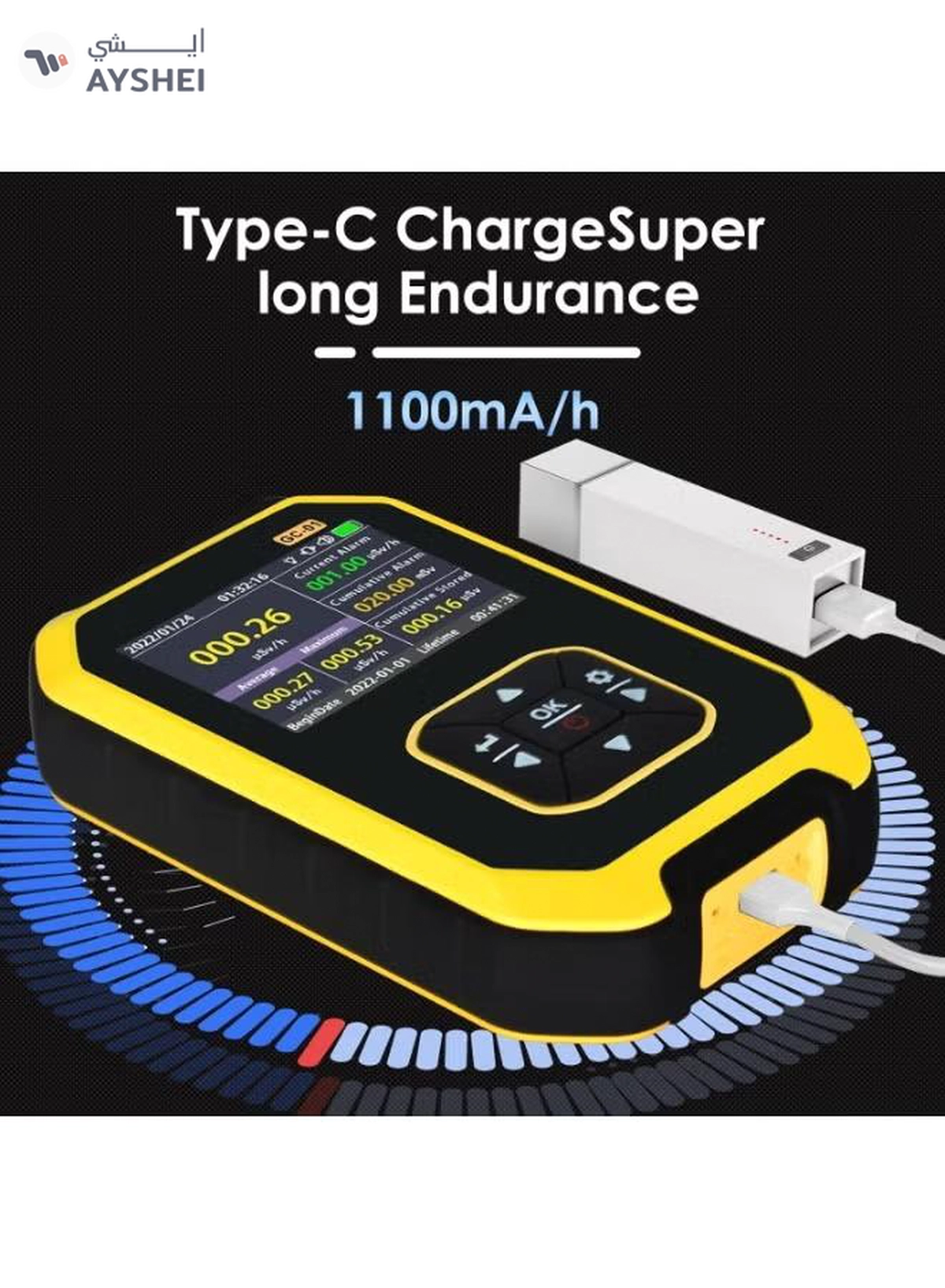 Eworld Portable Geiger Counter Radiation Detector – Handheld Rechargeable Dosimeter for Gamma-3-3