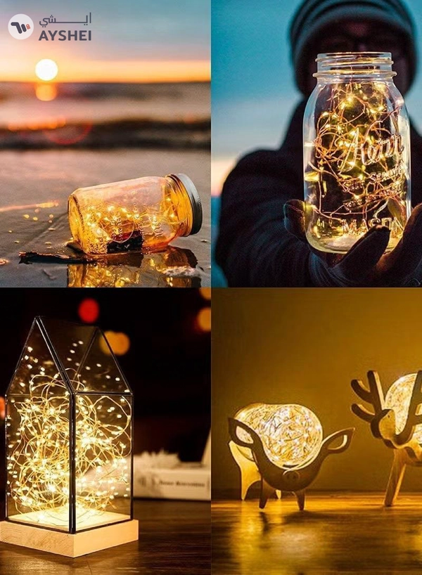 JIHAM LED Fairy String Lights 10FT/3M 30 Leds Firefly String Lights Garden Light Fairy Light For Home Party Wedding Festival Decorations Light Crafting Battery Operated Lights Warm White Ramadan Light Ramadan Decoration Light (Battery Not Included)