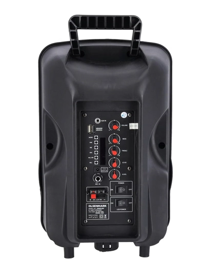 Olsenmark Rechargeable Party Speaker , 8 Inch, OMMS1283 | 8000W PMPO | 7.4V 1800mAh Battery | USB/TF/FM/BT/Remote/LED Display/AUX In/MIC-3