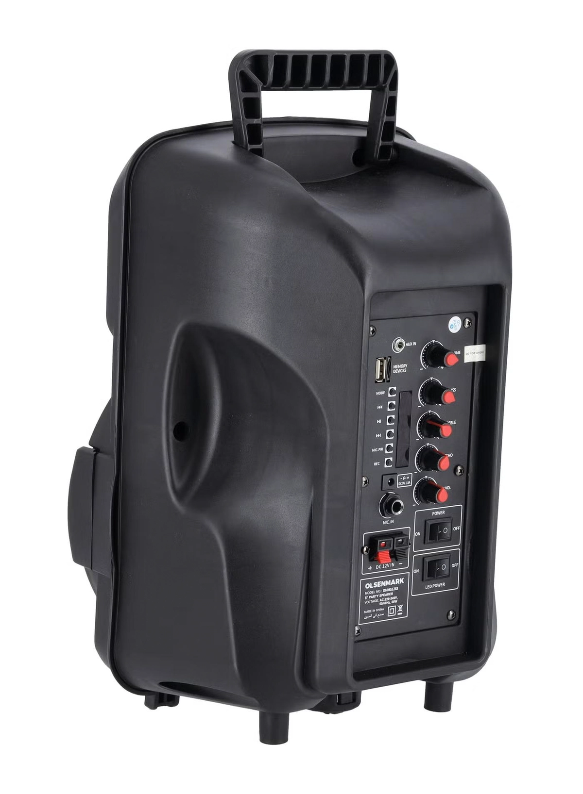 Olsenmark Rechargeable Party Speaker , 8 Inch, OMMS1283 | 8000W PMPO | 7.4V 1800mAh Battery | USB/TF/FM/BT/Remote/LED Display/AUX In/MIC-4-4