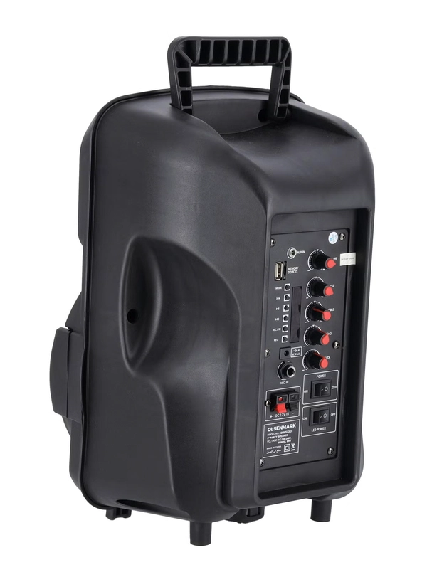 Olsenmark Rechargeable Party Speaker , 8 Inch, OMMS1283 | 8000W PMPO | 7.4V 1800mAh Battery | USB/TF/FM/BT/Remote/LED Display/AUX In/MIC