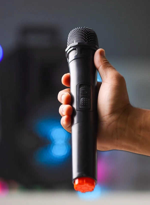 Olsenmark Rechargeable Party Speaker , 8 Inch, OMMS1283 | 8000W PMPO | 7.4V 1800mAh Battery | USB/TF/FM/BT/Remote/LED Display/AUX In/MIC