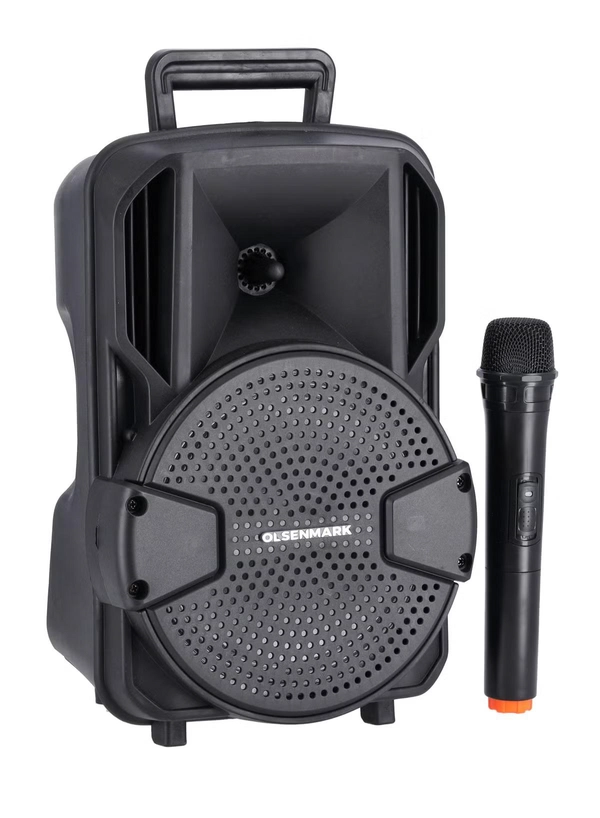 Olsenmark Rechargeable Party Speaker , 8 Inch, OMMS1283 | 8000W PMPO | 7.4V 1800mAh Battery | USB/TF/FM/BT/Remote/LED Display/AUX In/MIC