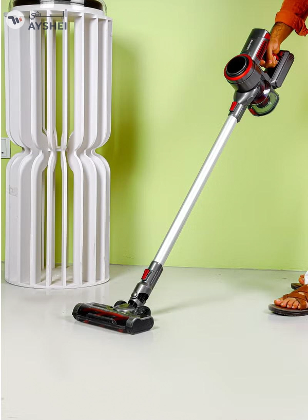 GEEPAS Rechargeable Cordless Vacuum Cleaner, 3 Speed and LED Touch Panel Control, Sensor for Power, Easy to Use Stick Model, Low Noise Design, Long and Sofa Nozzle 0.6 L 350 W GVC19038 Grey, Red