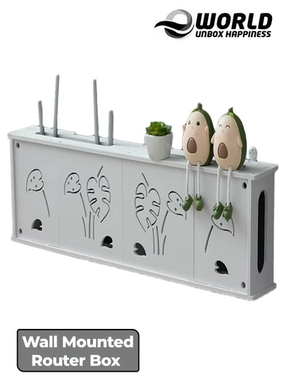 Eworld Stylish Wall-Mounted Router Rack for Wi-Fi Router, Set-Top Box, Light Cat Box, and More-0