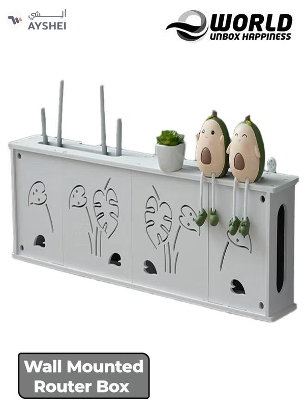 Eworld Stylish Wall-Mounted Router Rack for Wi-Fi Router, Set-Top Box, Light Cat Box, and More