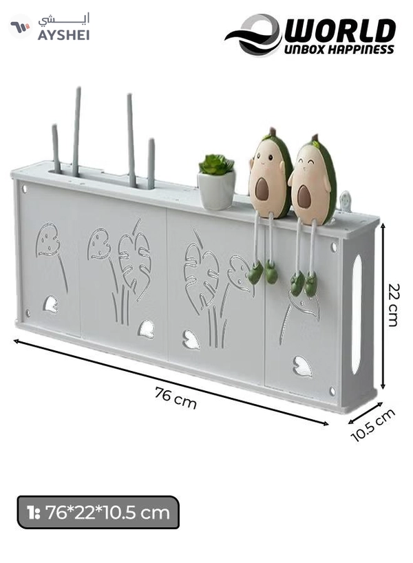 Eworld Stylish Wall-Mounted Router Rack for Wi-Fi Router, Set-Top Box, Light Cat Box, and More
