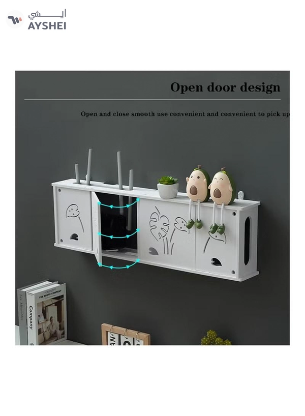 Eworld Stylish Wall-Mounted Router Rack for Wi-Fi Router, Set-Top Box, Light Cat Box, and More