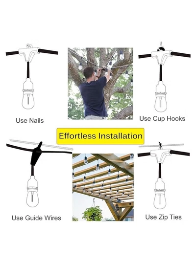 Yuwell Outdoor Waterproof IP65 Led String Lights E27 Holder 50 Meter Bulb Holder Wire With 100 Bulbs 4W A60 Clear With EU Plug Solar Bulb Holder For Ramadan Decoration Lights And Outdoor Decoration Light Hanging Light String Wire Ramadan Light For Commercial Patio Garden & Porch Yard-1