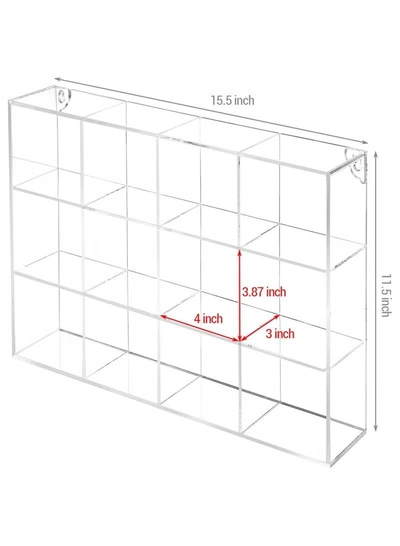 Eworld Clear Acrylic Wall-Mounted Display Case with 12 Compartments-2
