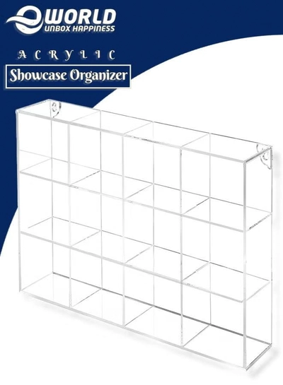 Eworld Clear Acrylic Wall-Mounted Display Case with 12 Compartments-0