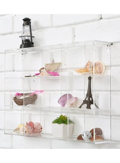 Eworld Clear Acrylic Wall-Mounted Display Case with 12 Compartments-4