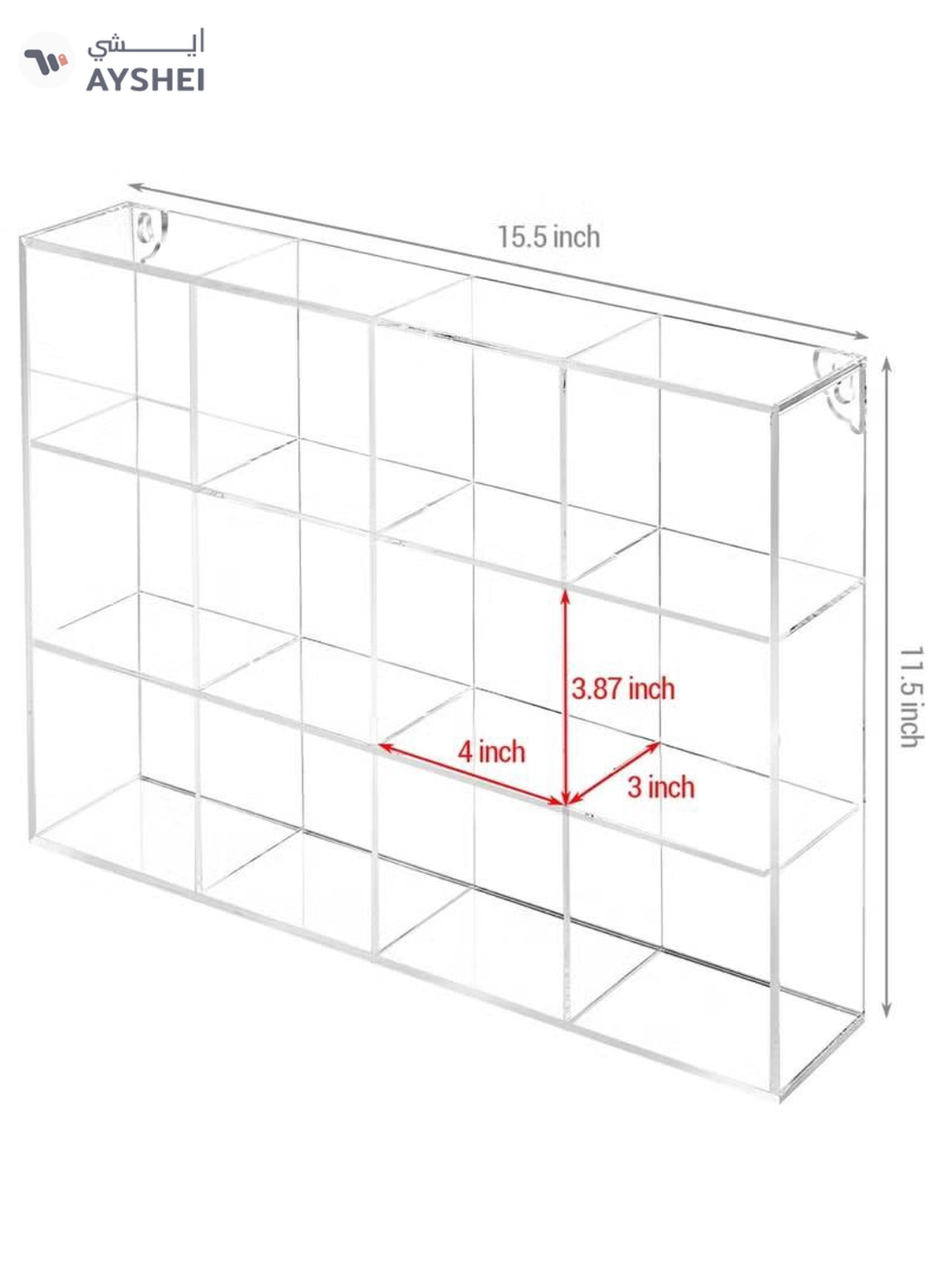 Eworld Clear Acrylic Wall-Mounted Display Case with 12 Compartments-2-2