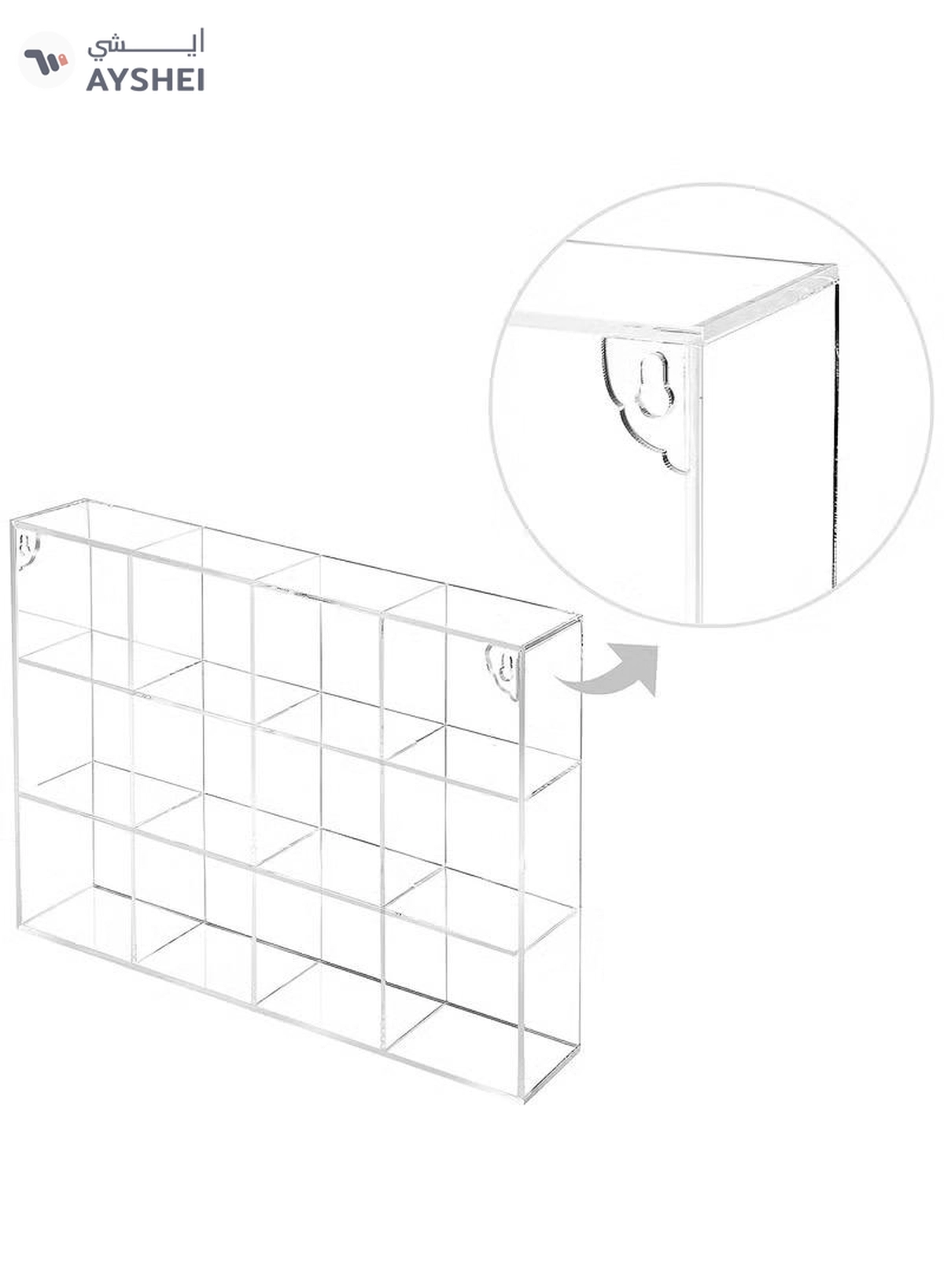 Eworld Clear Acrylic Wall-Mounted Display Case with 12 Compartments-3-3
