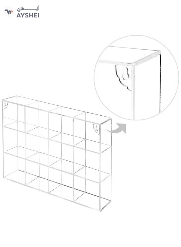 Eworld Clear Acrylic Wall-Mounted Display Case with 12 Compartments
