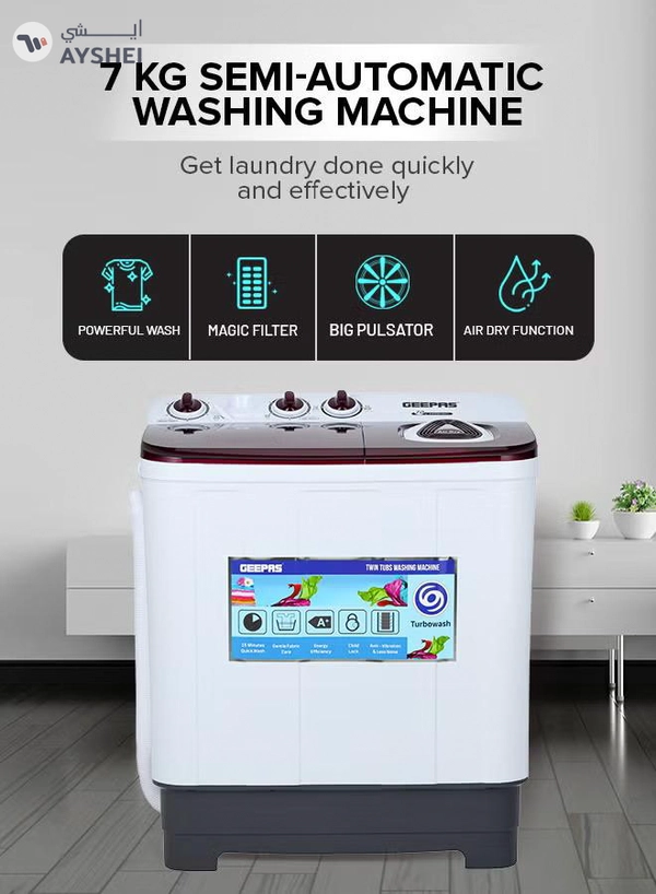 GEEPAS TwinTub Semi-Automatic 9 Kg Washing Machine | Top Load Semi Automatic Washing Machine Quick Turbo Wash |Transparent Top Lid | 9 kg 360 W GSWM18042 White/Grey/Meroon 9 kg 360 W GSWM18042 White/Grey/Meroon