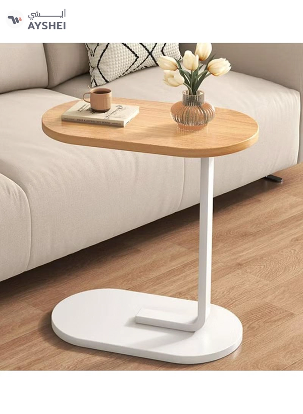 DubaiGallery Sofa Side End Table, Light Luxury Side Table Simple Corner Table Bedside Cabinet Metal Frame C Shaped Table for Sofa Bed Living Room Bedroom