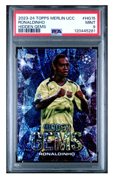Ronaldinho - 2023-24 Topps Merlin UCC Hidden Gems - FC Barcelona - Graded PSA 9-2