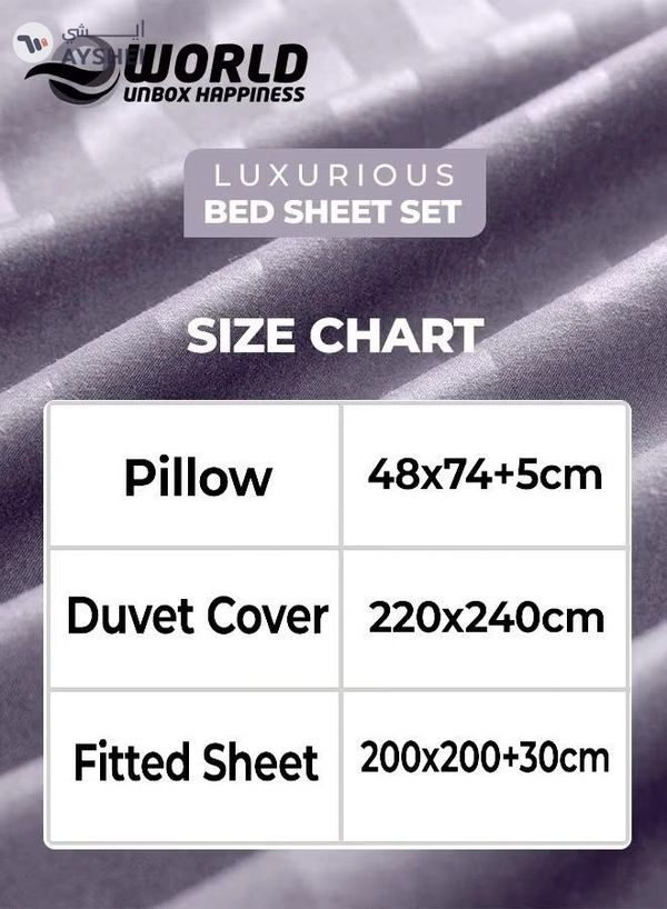 Eworld 4-Piece Luxury King Size Purple Striped Bedding Set
