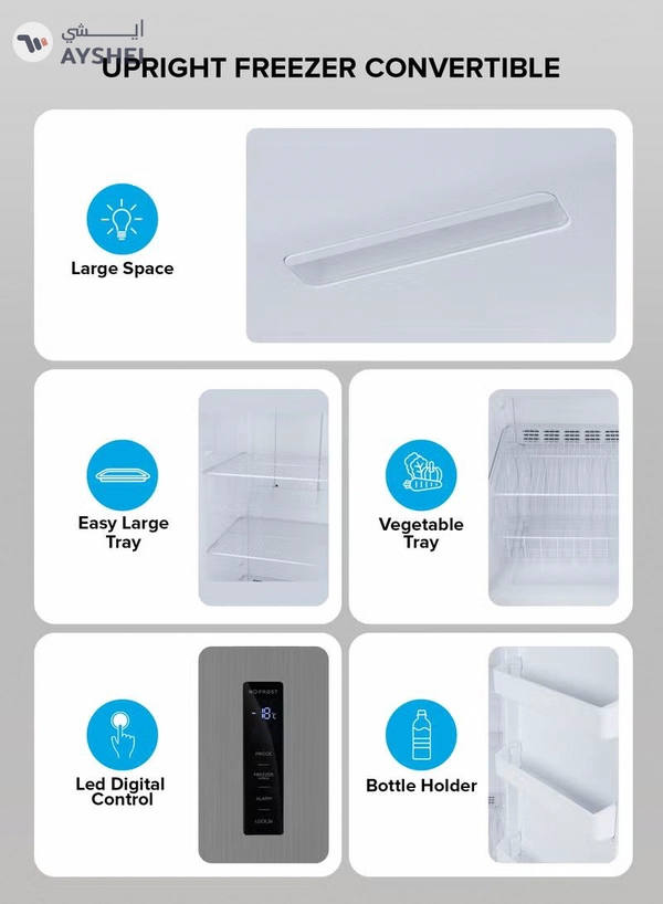 GEEPAS 500 L Gross/433 L Net Capacity No Frost Upright Freezer Convertible And Huge Storage Capacity, Inverter Compressor, Freeze And Fridge Conversion Option, Digital Temperature Control, Door Open Alarm GRFU5125XHN 150 W GRFU5125XHN Metallic Grey