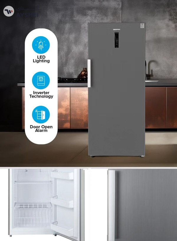 GEEPAS 500 L Gross/433 L Net Capacity No Frost Upright Freezer Convertible And Huge Storage Capacity, Inverter Compressor, Freeze And Fridge Conversion Option, Digital Temperature Control, Door Open Alarm GRFU5125XHN 150 W GRFU5125XHN Metallic Grey