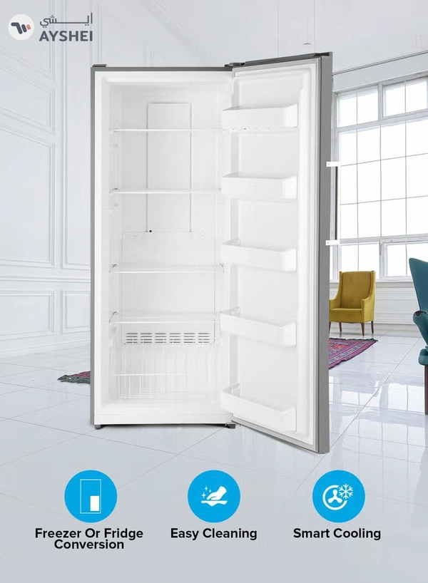 GEEPAS 500 L Gross/433 L Net Capacity No Frost Upright Freezer Convertible And Huge Storage Capacity, Inverter Compressor, Freeze And Fridge Conversion Option, Digital Temperature Control, Door Open Alarm GRFU5125XHN 150 W GRFU5125XHN Metallic Grey