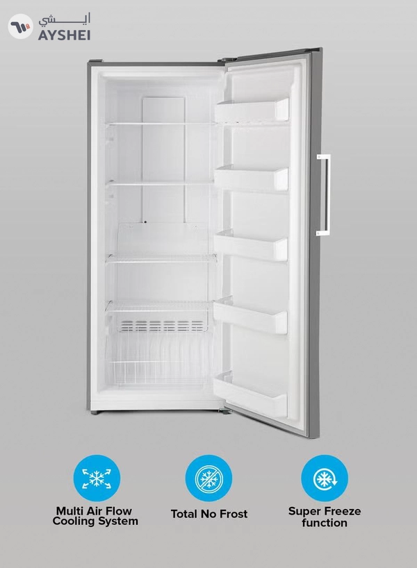 GEEPAS 500 L Gross/433 L Net Capacity No Frost Upright Freezer Convertible And Huge Storage Capacity, Inverter Compressor, Freeze And Fridge Conversion Option, Digital Temperature Control, Door Open Alarm GRFU5125XHN 150 W GRFU5125XHN Metallic Grey