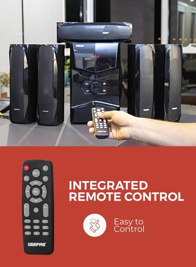 KNYA 5.1 Channel Multimedia Speaker System With Remote Control- FM Radio, Bluetooth, USB Input, SD Card Reader, Karaoke Function| LED Display, 50000W PMPO Speaker Unit| 2 Years Warranty GMS8578 Black GMS8578 Black-2