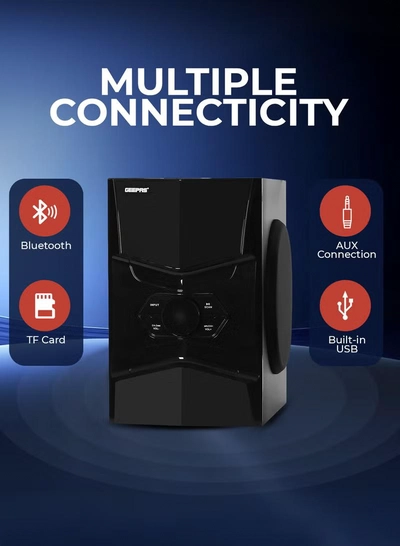 KNYA 5.1 Channel Multimedia Speaker System With Remote Control- FM Radio, Bluetooth, USB Input, SD Card Reader, Karaoke Function| LED Display, 50000W PMPO Speaker Unit| 2 Years Warranty GMS8578 Black GMS8578 Black-1