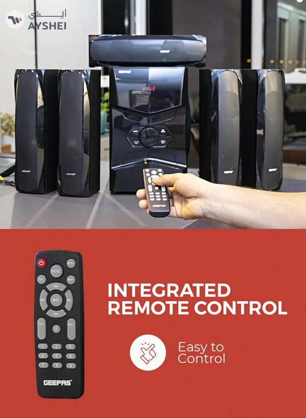 KNYA 5.1 Channel Multimedia Speaker System With Remote Control- FM Radio, Bluetooth, USB Input, SD Card Reader, Karaoke Function| LED Display, 50000W PMPO Speaker Unit| 2 Years Warranty GMS8578 Black GMS8578 Black