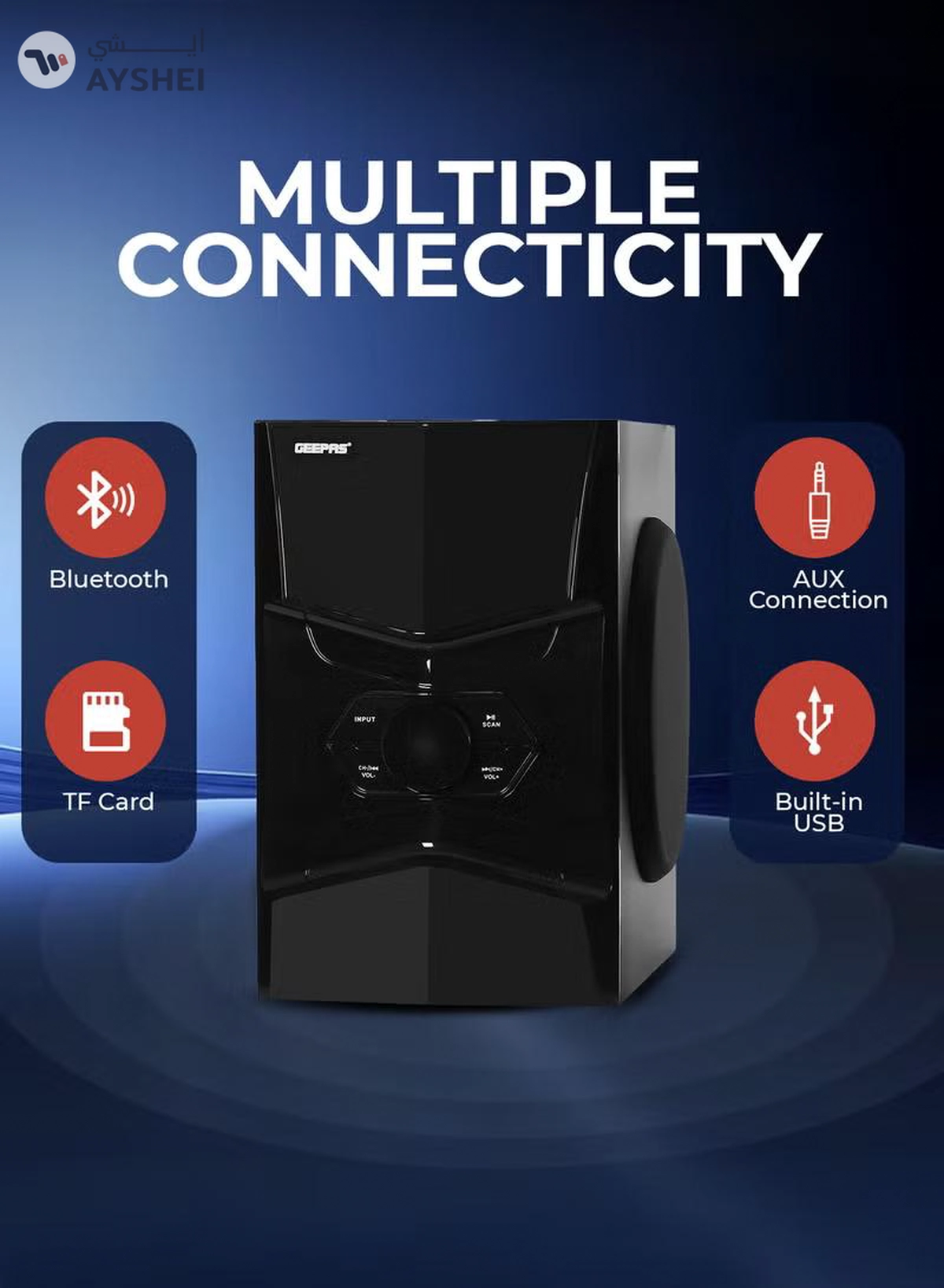 KNYA 5.1 Channel Multimedia Speaker System With Remote Control- FM Radio, Bluetooth, USB Input, SD Card Reader, Karaoke Function| LED Display, 50000W PMPO Speaker Unit| 2 Years Warranty GMS8578 Black GMS8578 Black-1-1
