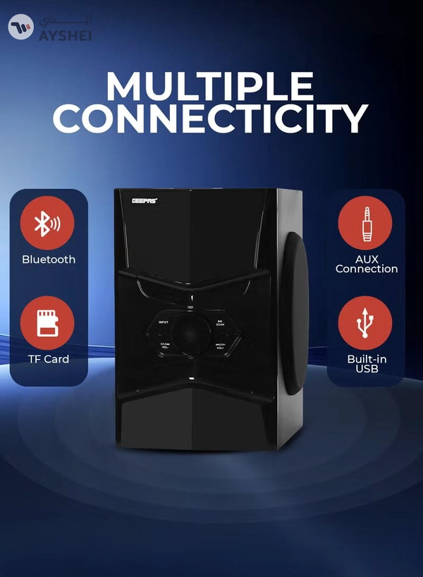 KNYA 5.1 Channel Multimedia Speaker System With Remote Control- FM Radio, Bluetooth, USB Input, SD Card Reader, Karaoke Function| LED Display, 50000W PMPO Speaker Unit| 2 Years Warranty GMS8578 Black GMS8578 Black