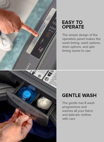 GEEPAS 8 KG Fully Automatic Washing Machine| Fully Digital Control and Automatic Top Load Washing Machine| 8 Wash Programs with Strong Pulsator| Safety Lock and Durable Metal Body 330W 8 kg 8 kg GFWM8823SX Grey-2