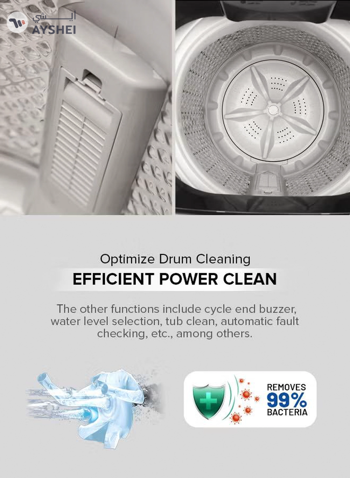 GEEPAS 8 KG Fully Automatic Washing Machine| Fully Digital Control and Automatic Top Load Washing Machine| 8 Wash Programs with Strong Pulsator| Safety Lock and Durable Metal Body 330W 8 kg 8 kg GFWM8823SX Grey-5-5