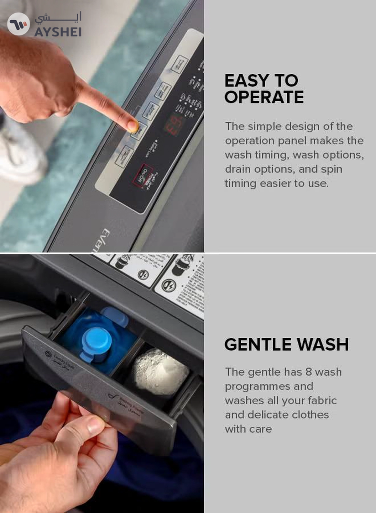 GEEPAS 8 KG Fully Automatic Washing Machine| Fully Digital Control and Automatic Top Load Washing Machine| 8 Wash Programs with Strong Pulsator| Safety Lock and Durable Metal Body 330W 8 kg 8 kg GFWM8823SX Grey-2-2