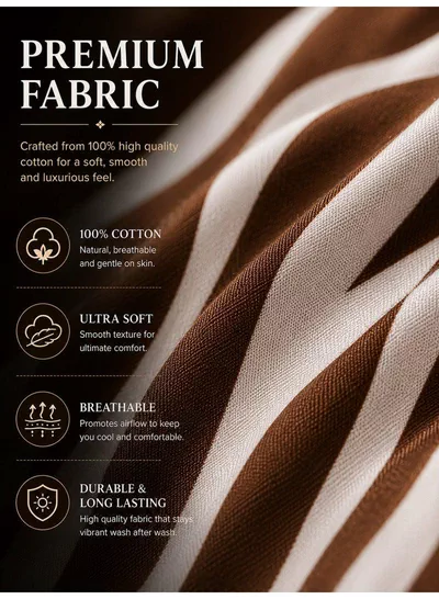 4-Piece Printed Cotton Bedsheet Set, Zebra Print, 100% Cotton, 125 GSM, 1 Fitted Sheet + 1 Flat Sheet + 2 Pillowcases – Available in Single and King Sizes-4