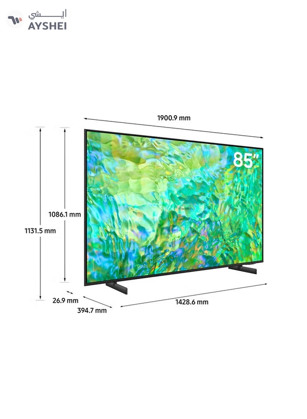 Samsung Smart TV, Crystal UHD 4K, CU8000, 85 Inch, 2023, Crystal Processor 4K, Airslim, Dynamic Crystal Color + 2.0CH Soundbar Plus Bluetooth, Usb, Fm Radio With 600W PMPO 85CU8000+THN322B Titan Gray