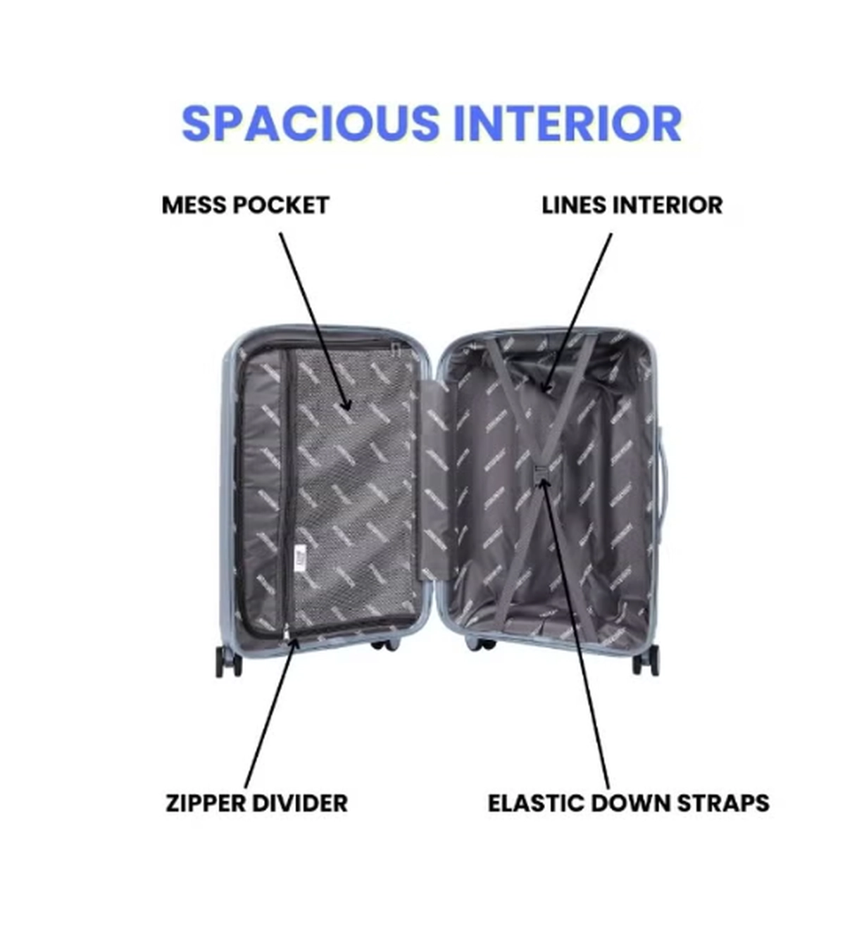 British Tourister 3 Piece Polyproplene Hard Side Spiner Luggage Trolley Set 20/24/28 Inch - Grey Blue-3-3