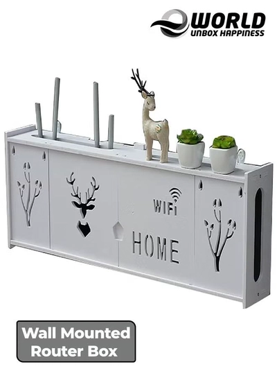 Eworld Stylish Wall-Mounted Router Rack for Wi-Fi Router, Set-Top Box, Light Cat Box, and More-0