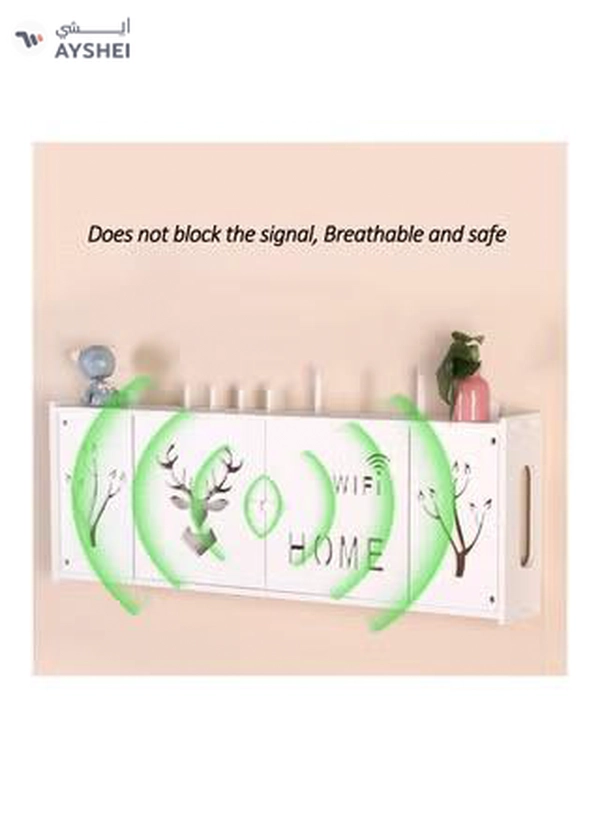 Eworld Stylish Wall-Mounted Router Rack for Wi-Fi Router, Set-Top Box, Light Cat Box, and More