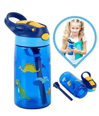 ORiTi Kids Water Bottle Leakproof free Plastic Water Bottle for Kids with Straw Spill Drinking Bottle for School, Travel Picnic Reusable Baby Water Bottle, Toddler Cup Indoor Outdoor Child-0
