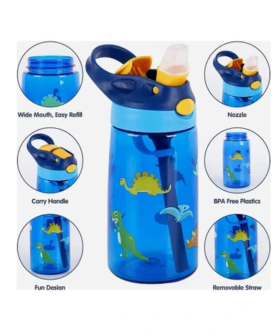 ORiTi Kids Water Bottle Leakproof free Plastic Water Bottle for Kids with Straw Spill Drinking Bottle for School, Travel Picnic Reusable Baby Water Bottle, Toddler Cup Indoor Outdoor Child-2