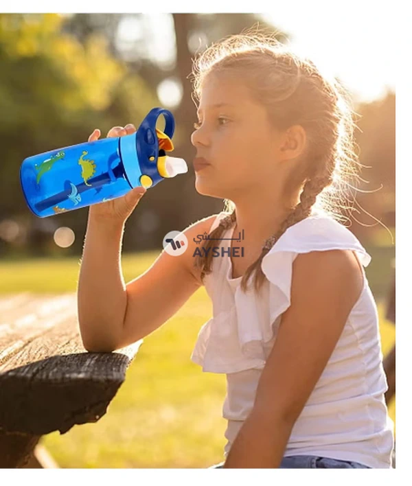 ORiTi Kids Water Bottle Leakproof free Plastic Water Bottle for Kids with Straw Spill Drinking Bottle for School, Travel Picnic Reusable Baby Water Bottle, Toddler Cup Indoor Outdoor Child