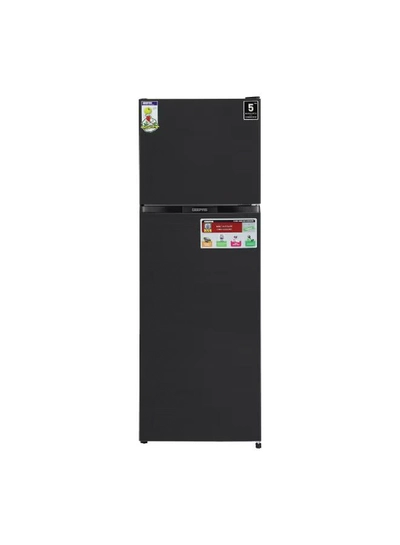 GEEPAS 348 Gross / 270 Net Capacity No-Frost Double Door Refrigerator Quick Cooling | Low Noise, Stainless Steel Finish Equipped with Recessed Handle | Glass Shelves, Chrome Bottle Holder, Chiller Shelf, Transparent Basket | GRF4120SSXN-U Dark Grey GRF4120SSXN Grey-0